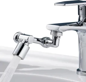1080Swivel Faucet Extender, Sink Water Faucet Aerator Extension in Brass, Swivel Robotic Arm Bathroom Faucet Extender, Kitchen Rotating Extension Filter with 2 Mode Splash