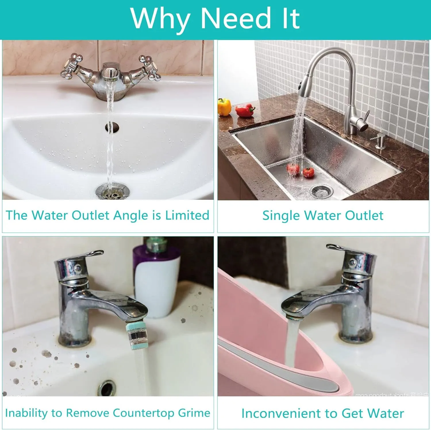 1080Swivel Faucet Extender, Sink Water Faucet Aerator Extension in Brass, Swivel Robotic Arm Bathroom Faucet Extender, Kitchen Rotating Extension Filter with 2 Mode Splash