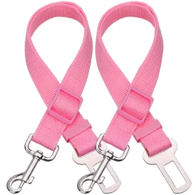 2 Packs Adjustable Length Pet Dog Cat car seat Belt - Pink