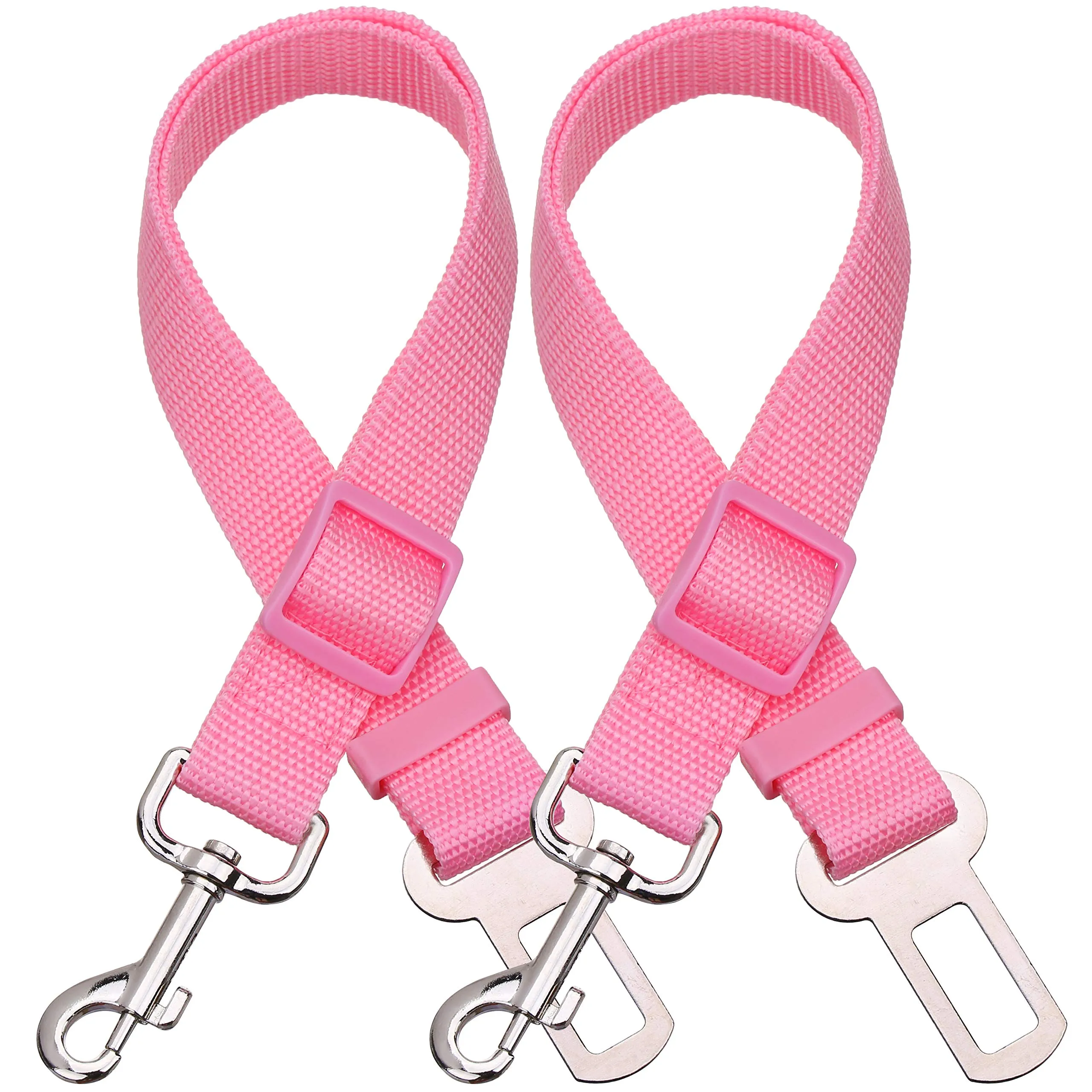 2 Packs Adjustable Length Pet Dog Cat car seat Belt - Pink