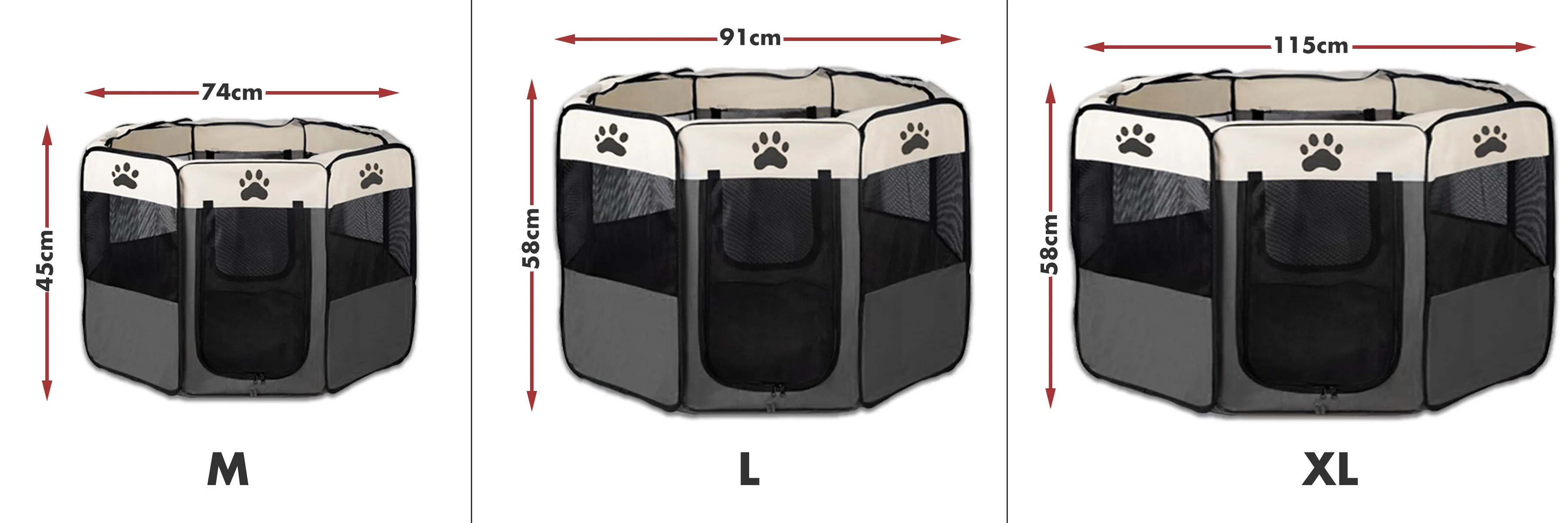 8 Panel Pet Dog Cat Crate Play Pen Bags Kennel Portable Tent Playpen Puppy Cage - grey