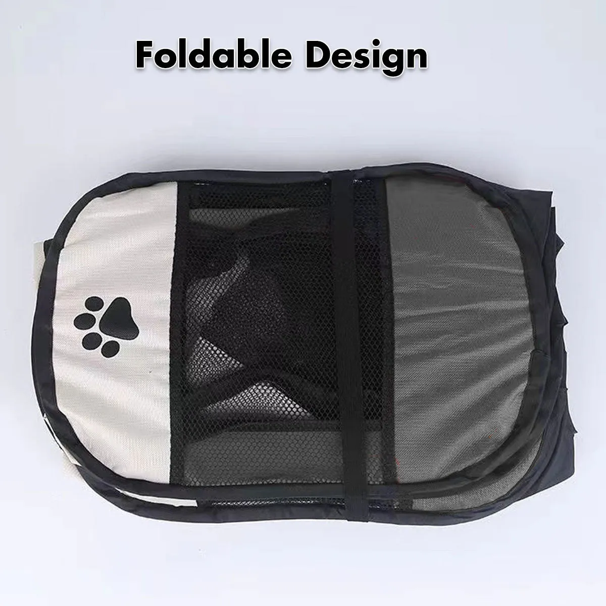 8 Panel Pet Dog Cat Crate Play Pen Bags Kennel Portable Tent Playpen Puppy Cage - grey