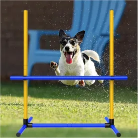 Adjustable Dog Agility Jump Set  Training Hurdles with Height Adjustable Bars, Portable Design with Carry Bag for Indoor & Outdoor Agility Courses (A-Jump Pole-1)
