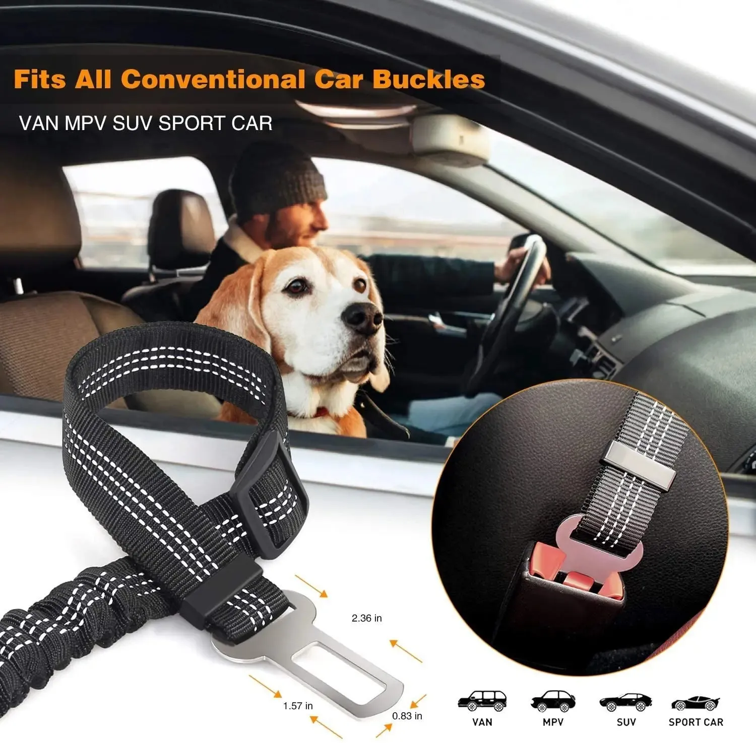 Adjustable Dog Seat Belt – Elastic Pet Car Leash Harness for Vehicle Safety