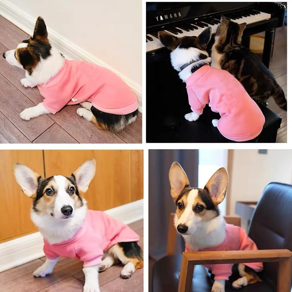ANIAC Fall Dog & Cat Sweater - Fleece Dog Shirt with Sleeves, Warm Pink Large (2-44 LB)