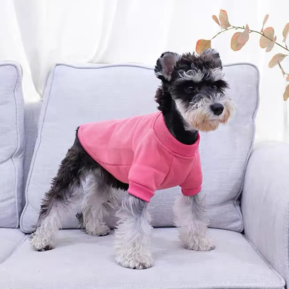 ANIAC Fall Dog & Cat Sweater - Fleece Dog Shirt with Sleeves, Warm Pink Large (2-44 LB)