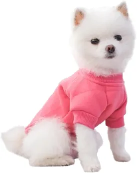 ANIAC Fall Dog & Cat Sweater - Fleece Dog Shirt with Sleeves, Warm Pink Large (2-44 LB)