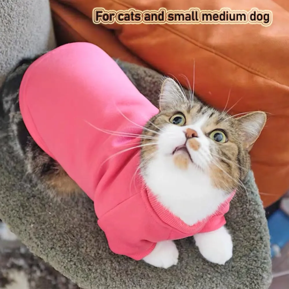 ANIAC Fall Dog & Cat Sweater - Fleece Dog Shirt with Sleeves, Warm Pink Large (2-44 LB)