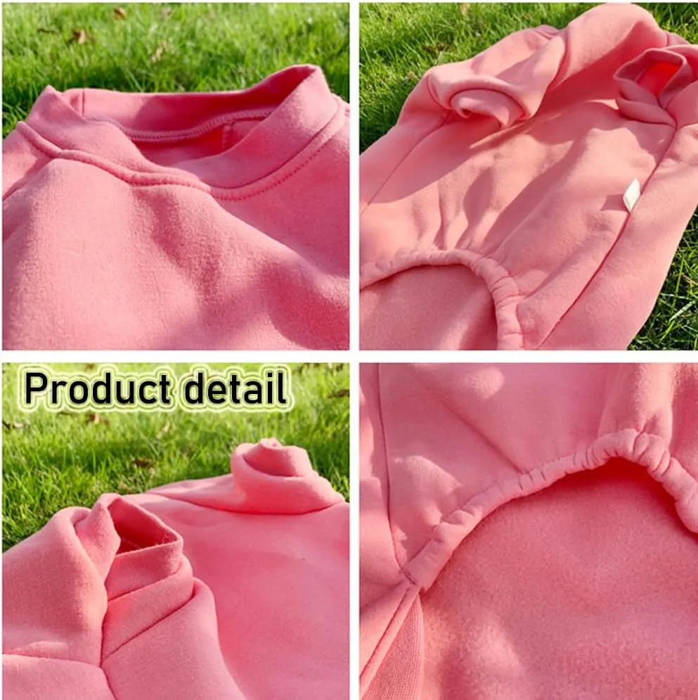 ANIAC Fall Dog & Cat Sweater - Fleece Dog Shirt with Sleeves, Warm Pink Large (2-44 LB)