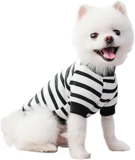 ANIAC Fall Dog Sweater Fleece Striped XS Dog Shirt with Long Sleeves Winter Cat Apparel Warm Puppy Clothes for Small Dog Girl Boy Pet Sweatshirt 2-24 LB(White, X-Large)
