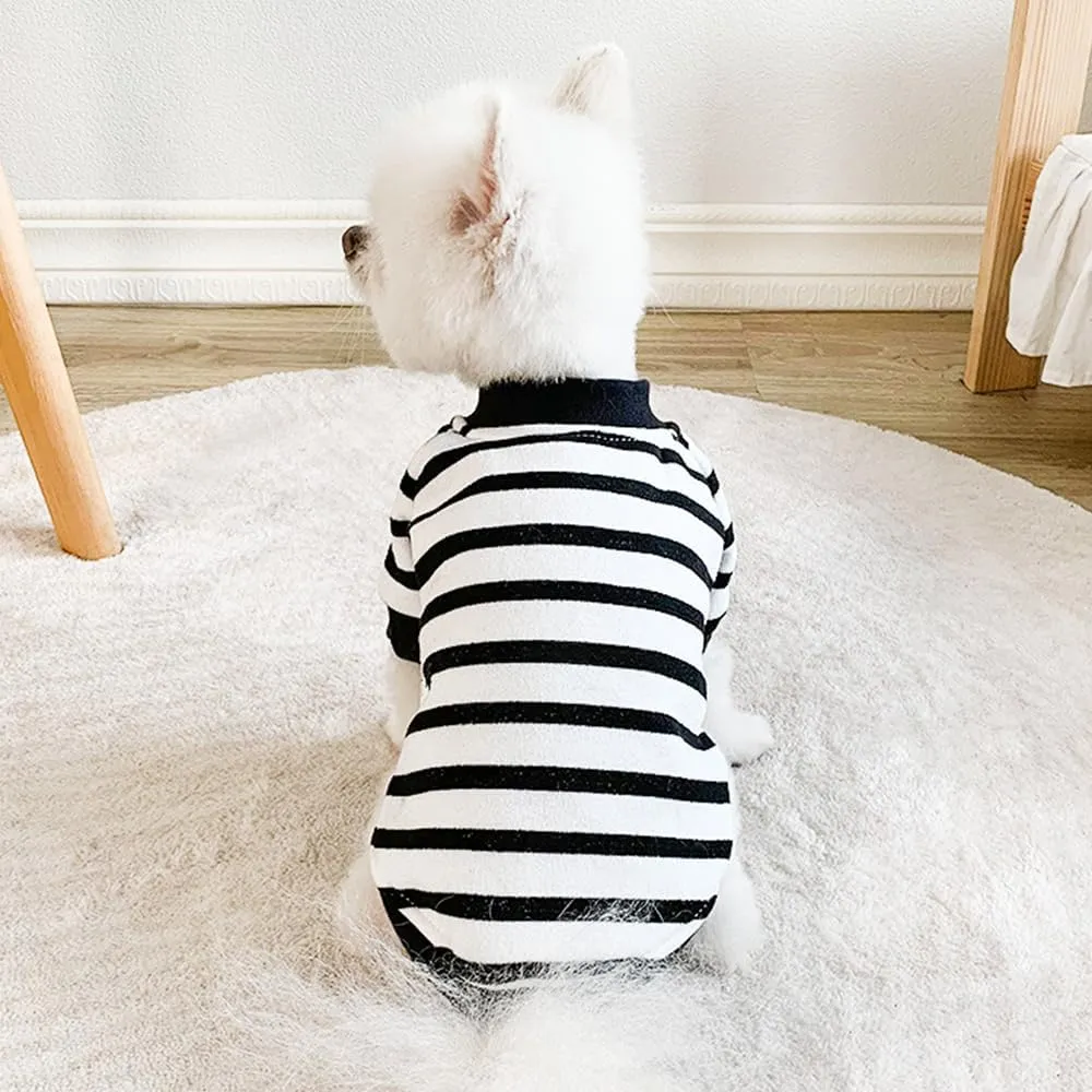 ANIAC Fall Dog Sweater Fleece Striped XS Dog Shirt with Long Sleeves Winter Cat Apparel Warm Puppy Clothes for Small Dog Girl Boy Pet Sweatshirt 2-24 LB(White, X-Large)
