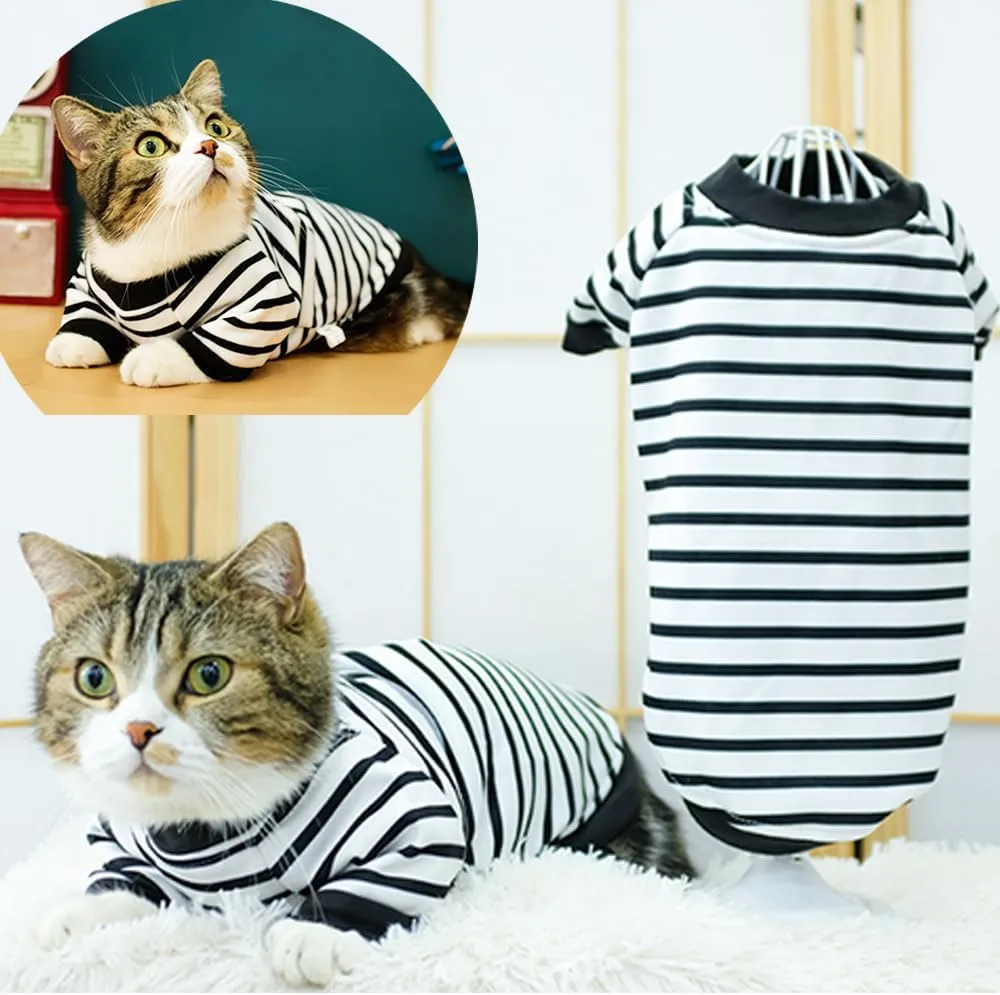 ANIAC Fall Dog Sweater Fleece Striped XS Dog Shirt with Long Sleeves Winter Cat Apparel Warm Puppy Clothes for Small Dog Girl Boy Pet Sweatshirt 2-24 LB(White, X-Large)