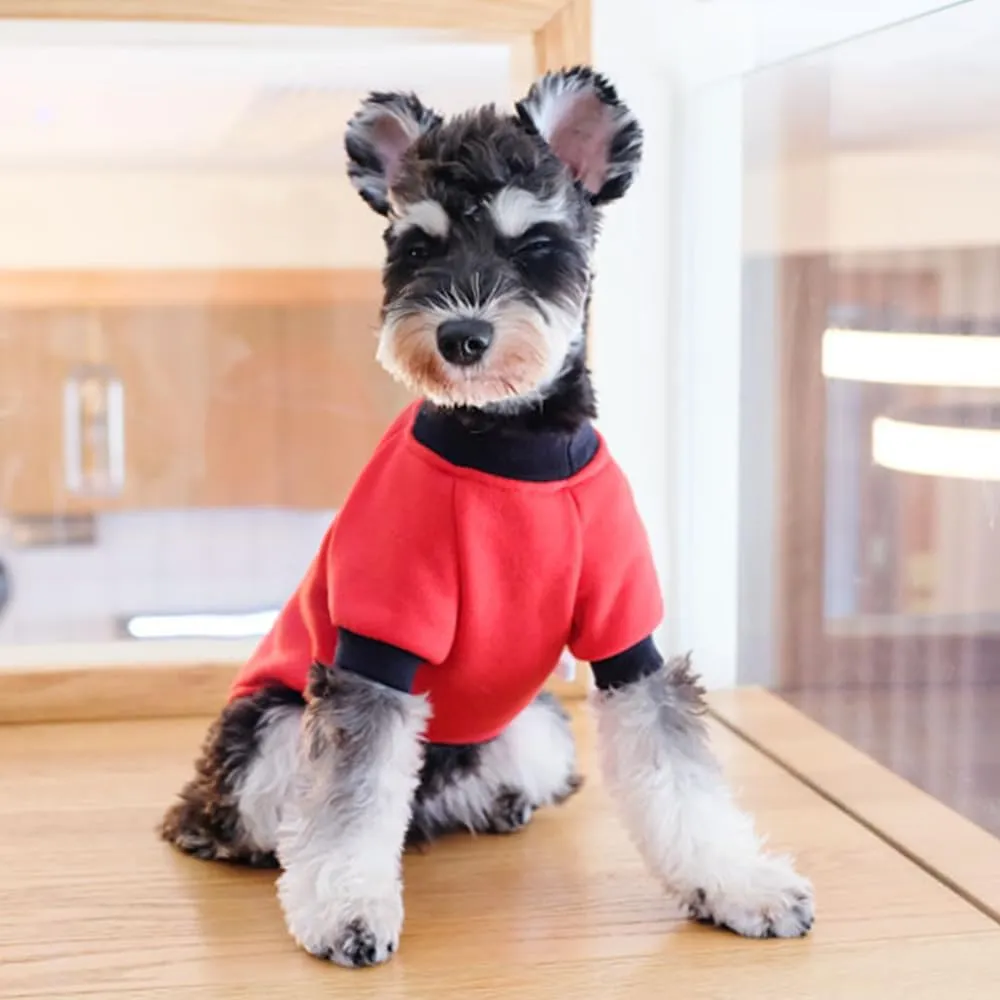 ANIAC Fall Dog Sweater for Small Dogs - Fleece Sweatshirt with Sleeves, Warm Cat Sweater - Red, Large (2-44 LB)