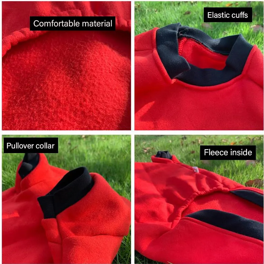 ANIAC Fall Dog Sweater for Small Dogs - Fleece Sweatshirt with Sleeves, Warm Cat Sweater - Red, Large (2-44 LB)