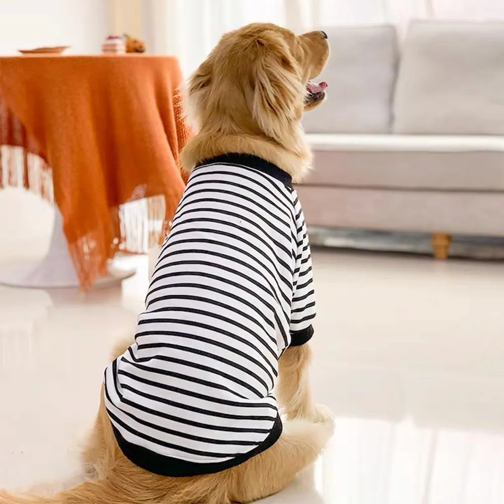 ANIAC Fleece Dog Sweater - Striped Dog Shirt with Sleeves, Autumn Dog Hoodie, Warm Winter Pet Clothes for Medium Dogs 44-55 LB (5XL, White)