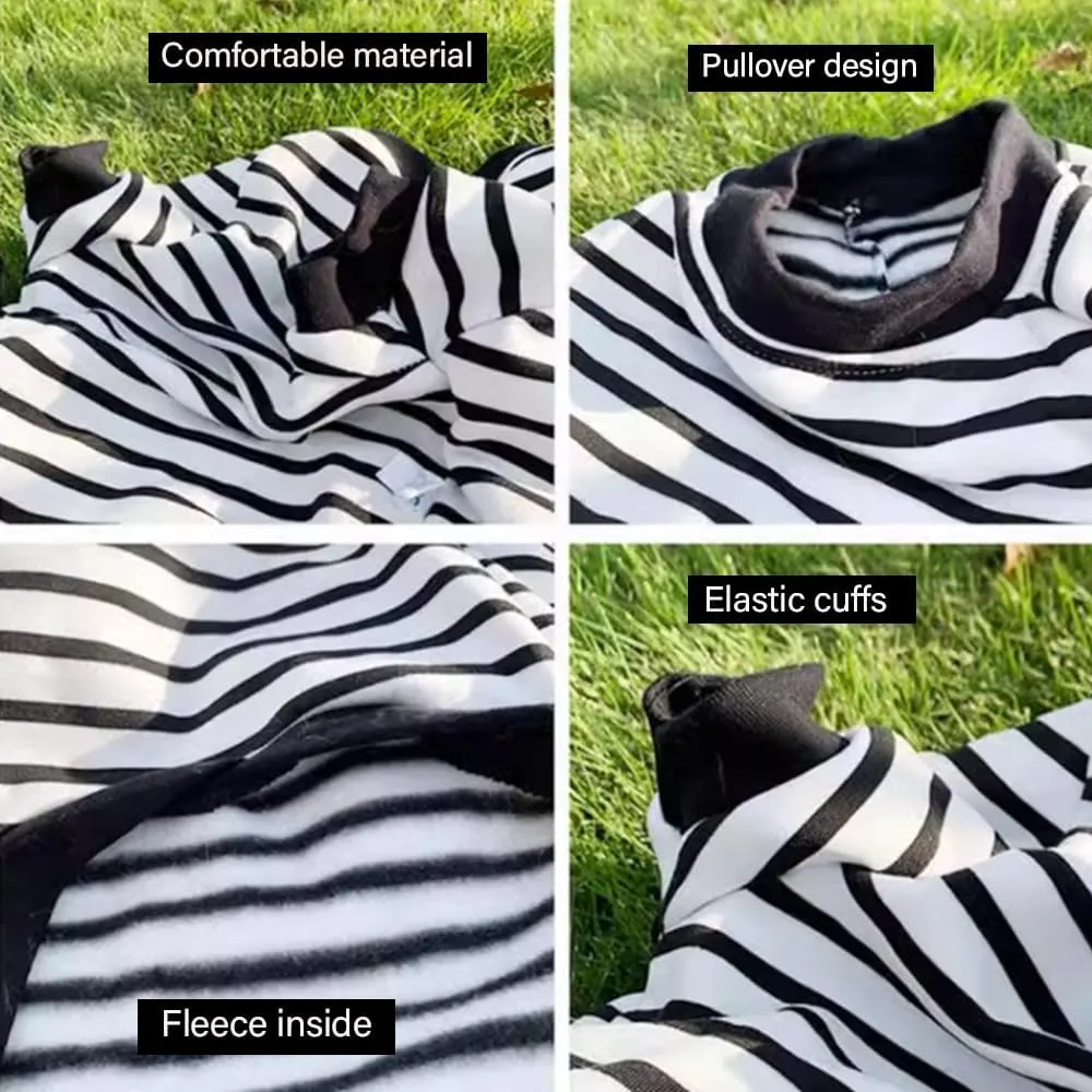 ANIAC Fleece Dog Sweater - Striped Dog Shirt with Sleeves, Autumn Dog Hoodie, Warm Winter Pet Clothes for Medium Dogs 44-55 LB (5XL, White)