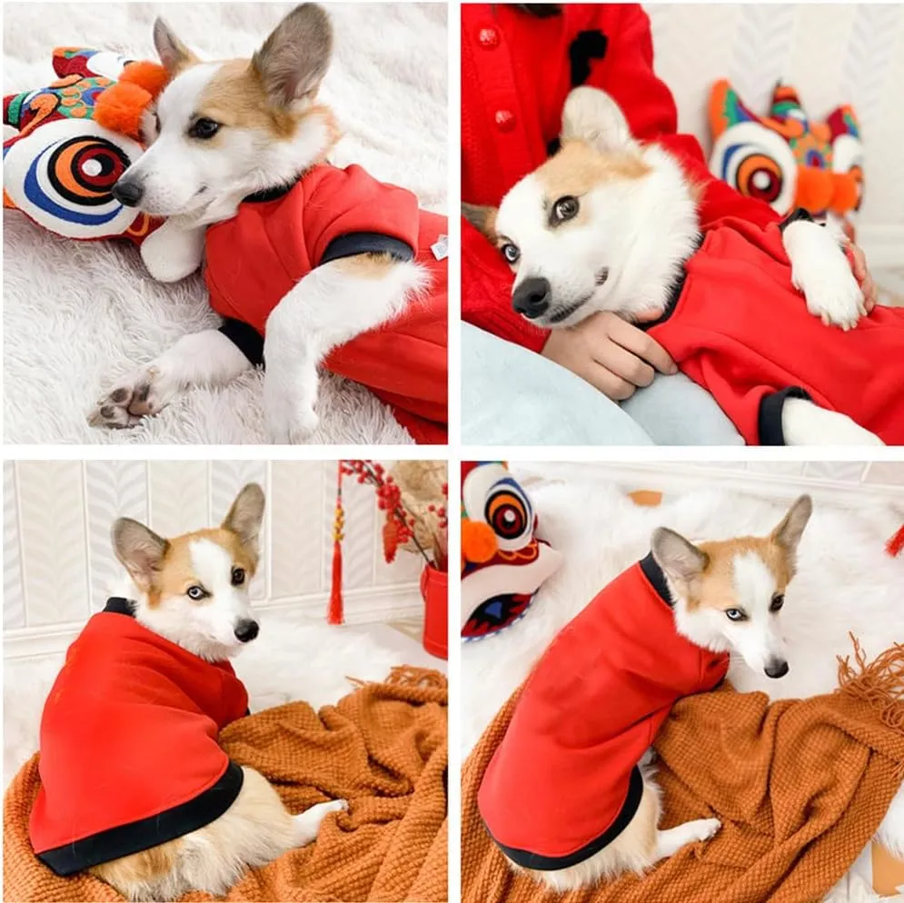 ANIAC Full Dog Sweater for Girl Boy - Fleece XS Shirt with Sleeves, Warm Cat Autumn Puppy Sweatshirt, Basic Hoodies for Small Dogs and Cats 2-44 LB (Red, Small)