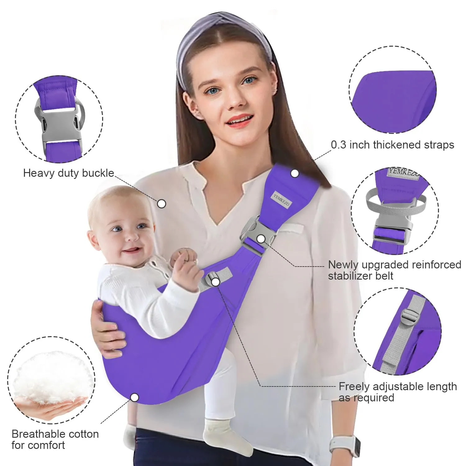 Baby Sling Carrier, Adjustable One Shoulder Labor-SavingMesh Baby Carrier Newborn to ToddlerDark Blue