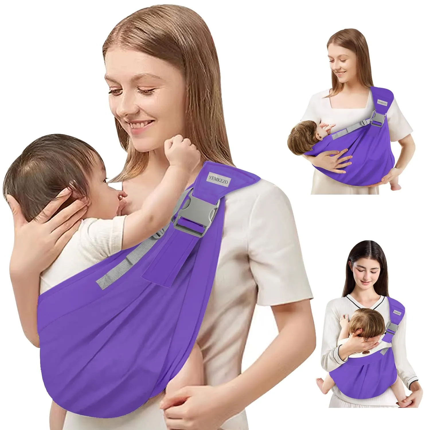 Baby Sling Carrier, Adjustable One Shoulder Labor-SavingMesh Baby Carrier Newborn to ToddlerDark Blue