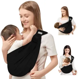 Baby Sling Carrier Newborn to Toddler,Updated Adjustable One Shoulder Labor-Saving Baby Holder Carrier,Tollder Sling Carrying 7-45 lbsBlack
