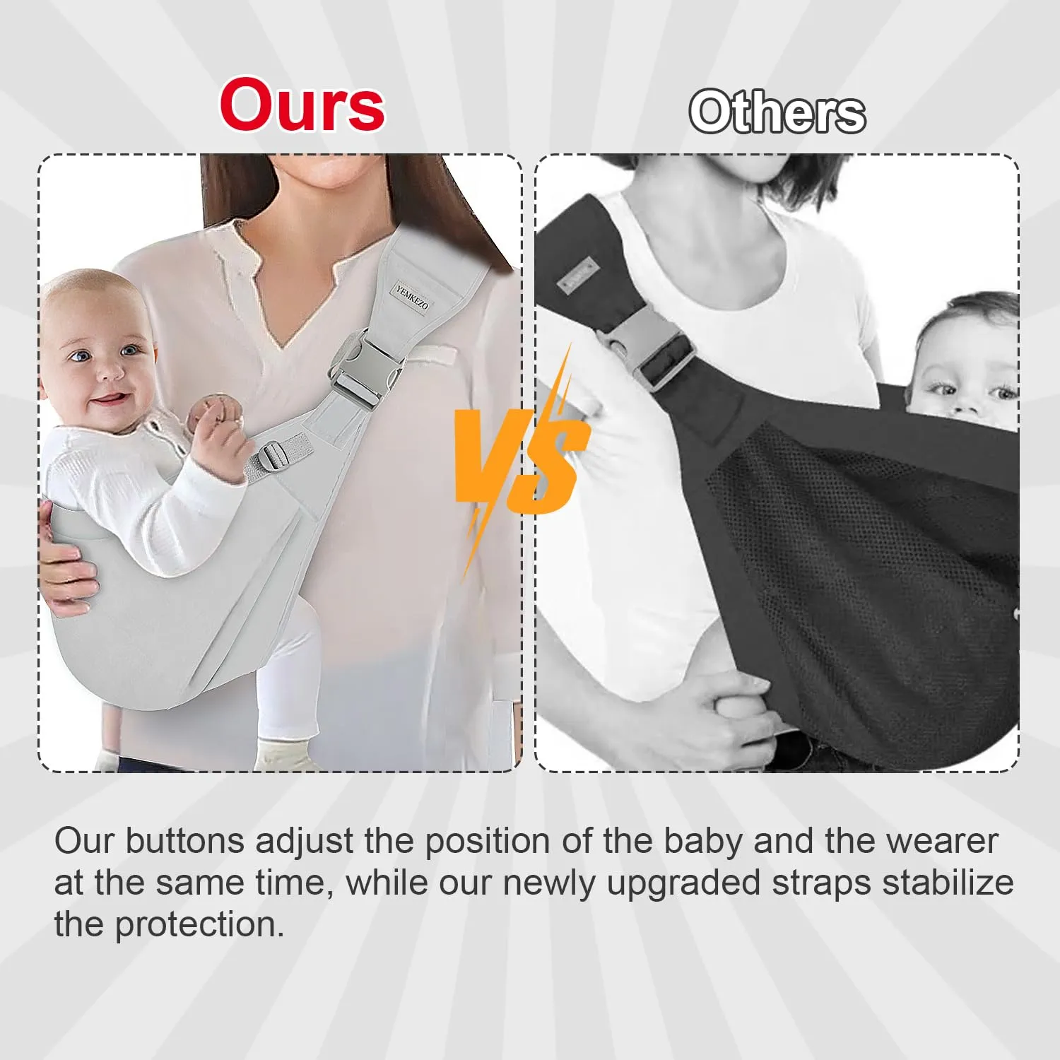 Baby Sling Carrier Newborn to Toddler,Updated Adjustable One Shoulder Labor-Saving Baby Holder Carrier,Tollder Sling Carrying 7-45 lbsBlack