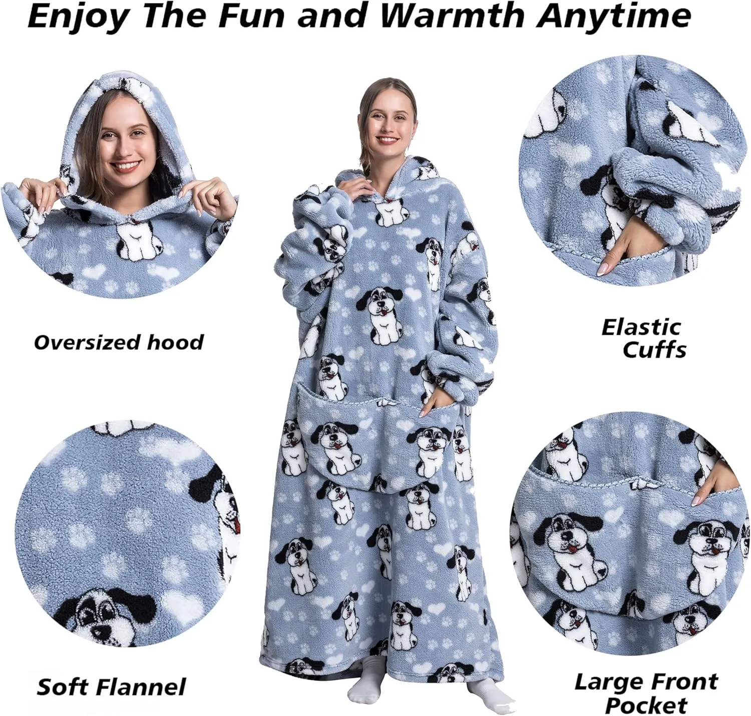 Blanket Hoodie, Long Hooded Blanket Sweatshirt as Birthday Gifts for Women Men, Long Wearable Blanket for Men Women