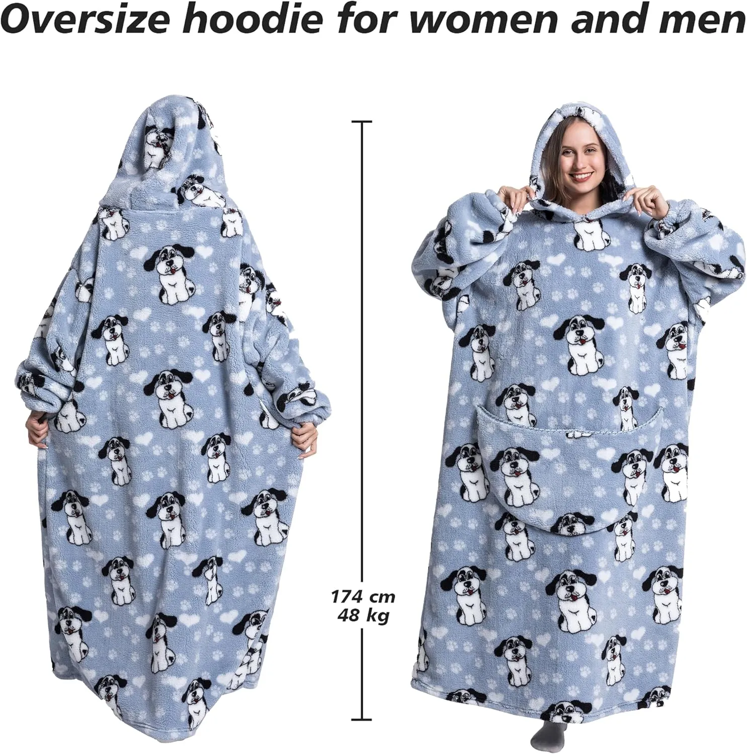 Blanket Hoodie, Long Hooded Blanket Sweatshirt as Birthday Gifts for Women Men, Long Wearable Blanket for Men Women