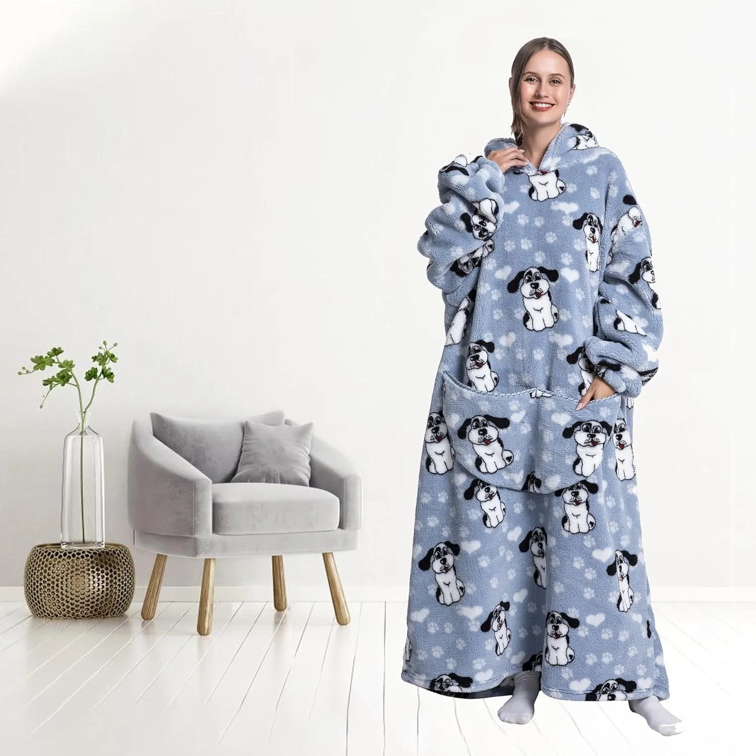 Blanket Hoodie, Long Hooded Blanket Sweatshirt as Birthday Gifts for Women Men, Long Wearable Blanket for Men Women
