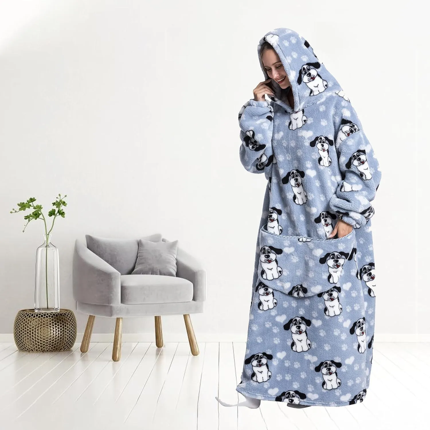 Blanket Hoodie, Long Hooded Blanket Sweatshirt as Birthday Gifts for Women Men, Long Wearable Blanket for Men Women
