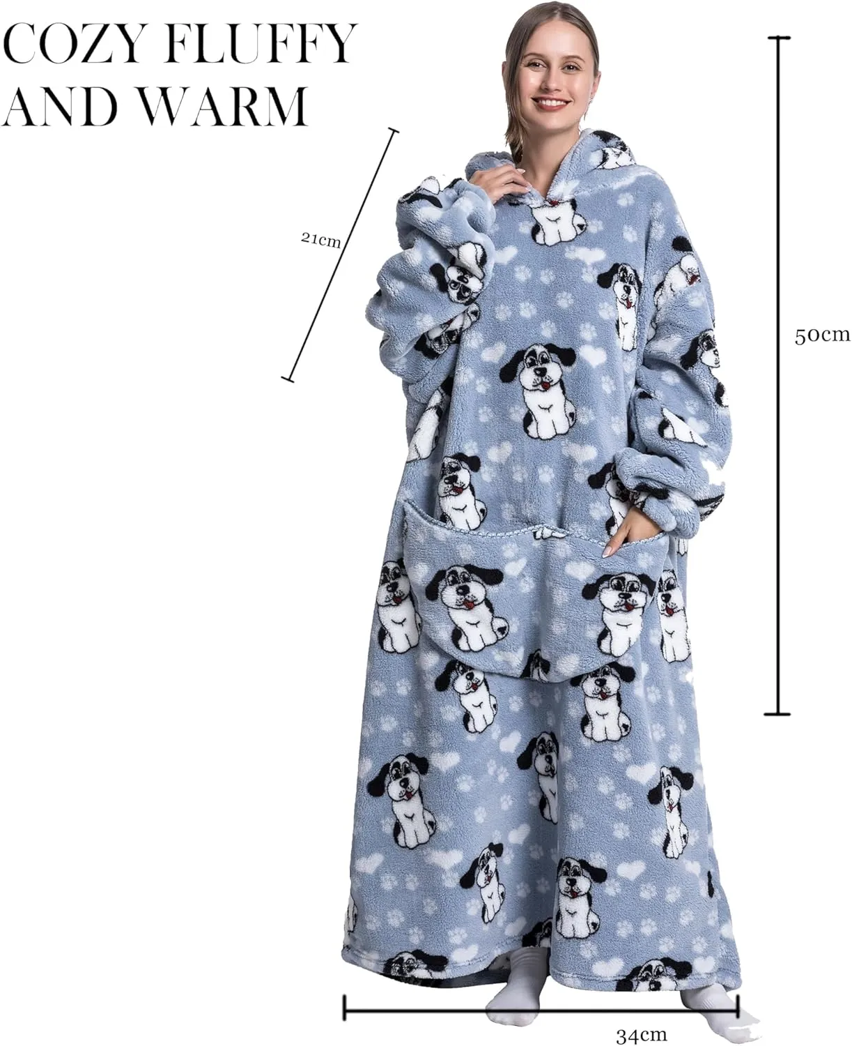 Blanket Hoodie, Long Hooded Blanket Sweatshirt as Birthday Gifts for Women Men, Long Wearable Blanket for Men Women
