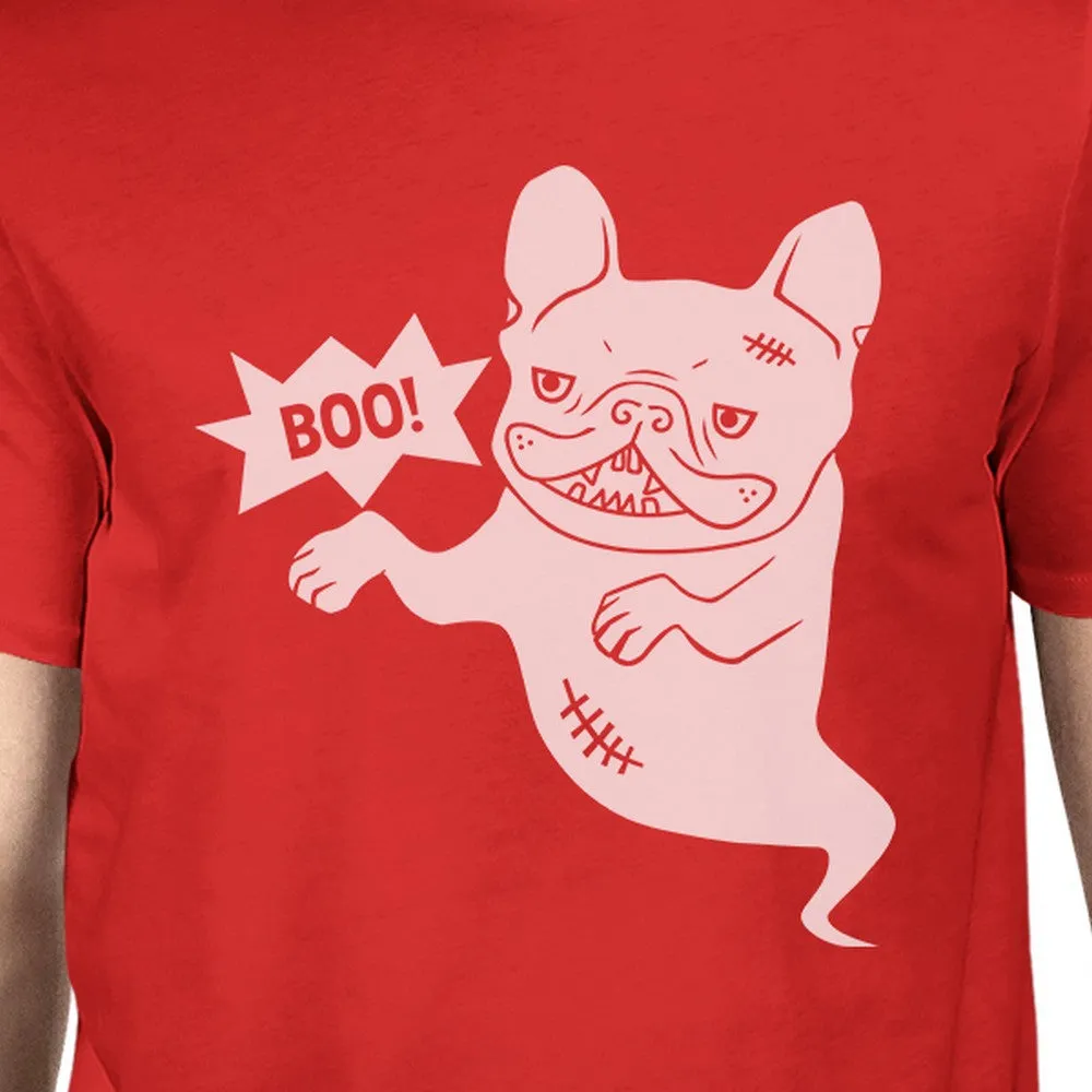 Boo French Bulldog Ghost Mens Red Shirt
