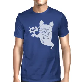 Boo French Bulldog Ghost Mens Royal Blue Shirt