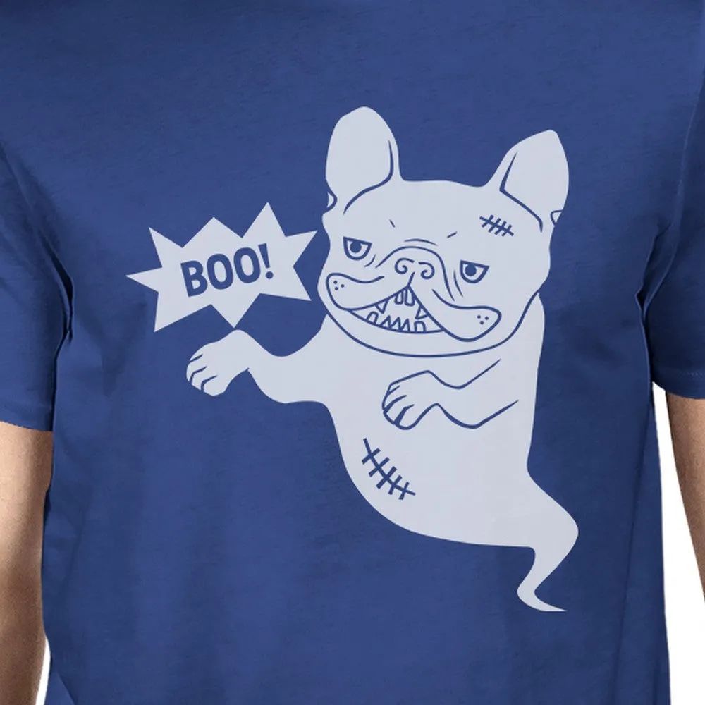 Boo French Bulldog Ghost Mens Royal Blue Shirt
