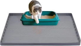 Cat Litter Mat Large Litter Trapping Mat, Food-Grade Silicone Cat Litter Box Mat, Waterproof and Multifunctional Kitty Litter Mats for Indoor Cats - 34" X 22", Grey