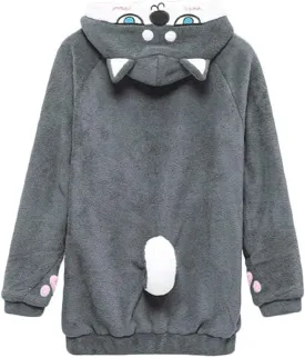 CORIRESHA Cute Coral Velvet Long Sleeve Shiba Inu Dog Embroidery Home Wear Hoodie for Women