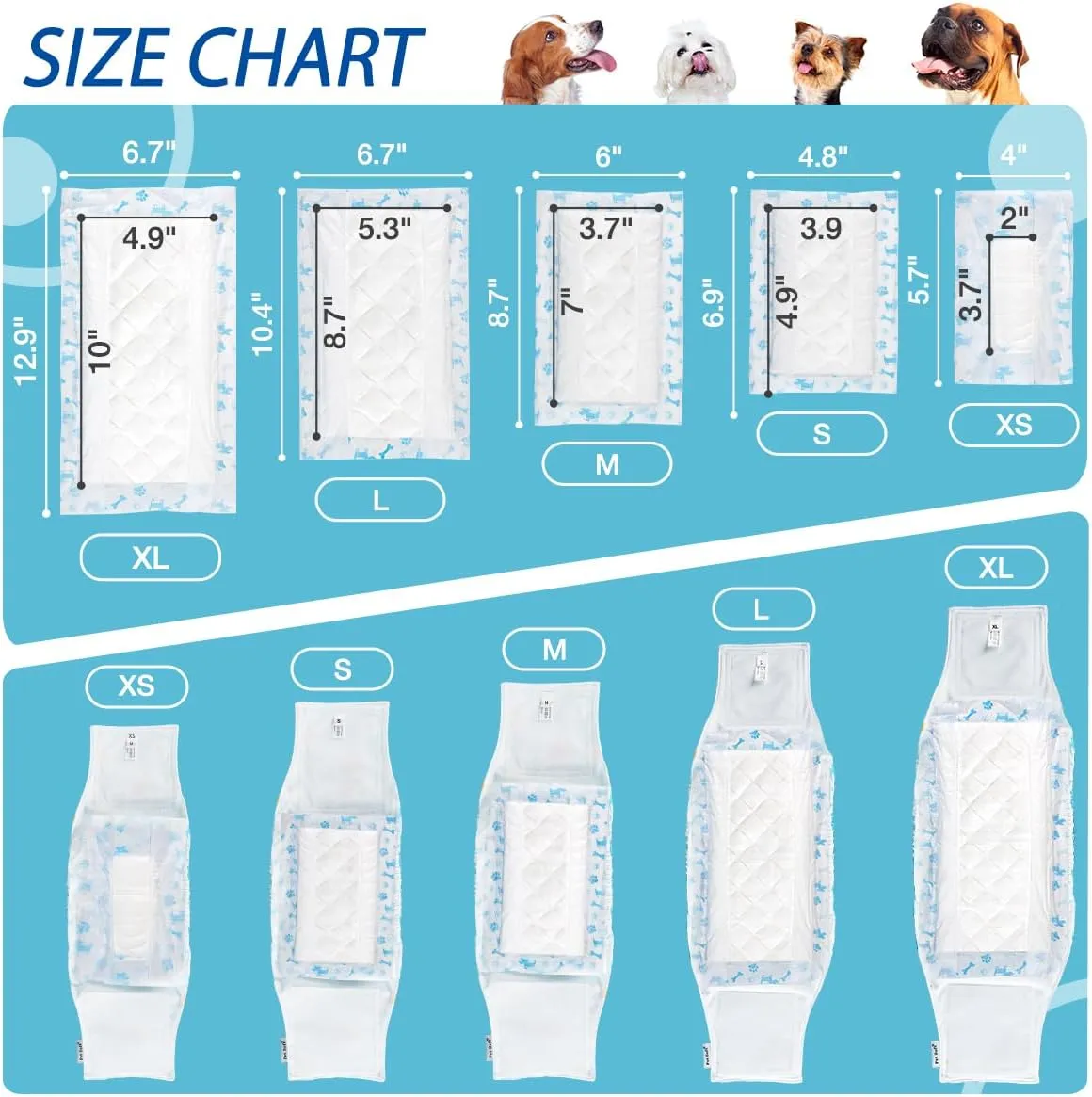 Disposable Dog Diaper Booster Pads XL - 40 Count, Dog Diaper Liners for Male and Female Dogs, Inserts Fit Most Puppy Diapers - Pet Belly Bands and Male Dogs Wraps