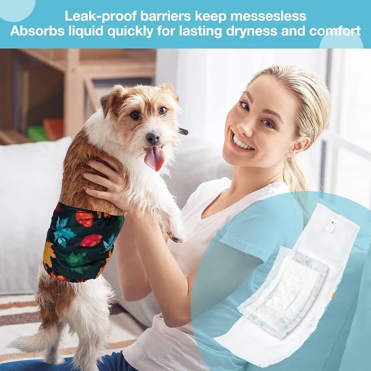 Disposable Dog Diaper Booster Pads XL - 40 Count, Dog Diaper Liners for Male and Female Dogs, Inserts Fit Most Puppy Diapers - Pet Belly Bands and Male Dogs Wraps
