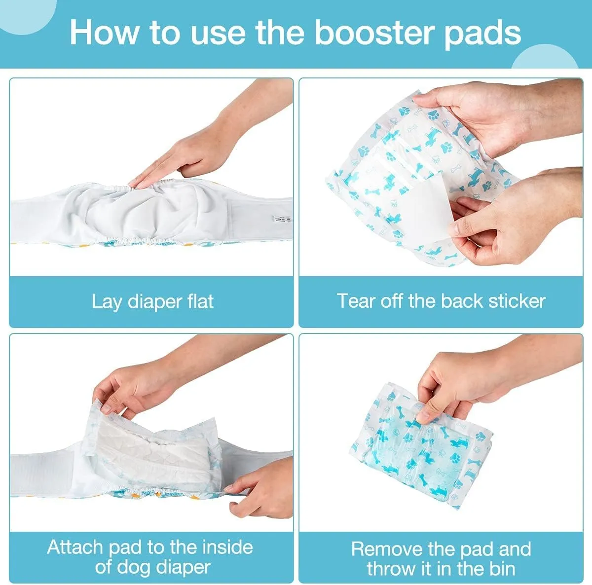 Disposable Dog Diaper Booster Pads XL - 40 Count, Dog Diaper Liners for Male and Female Dogs, Inserts Fit Most Puppy Diapers - Pet Belly Bands and Male Dogs Wraps