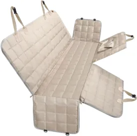 Dog Car Seat Cover for Back Seat Dog Seat Cover Hammock for Truck SUV - Waterproof Pet Car Seat Protector for Backseats,Beige Regular