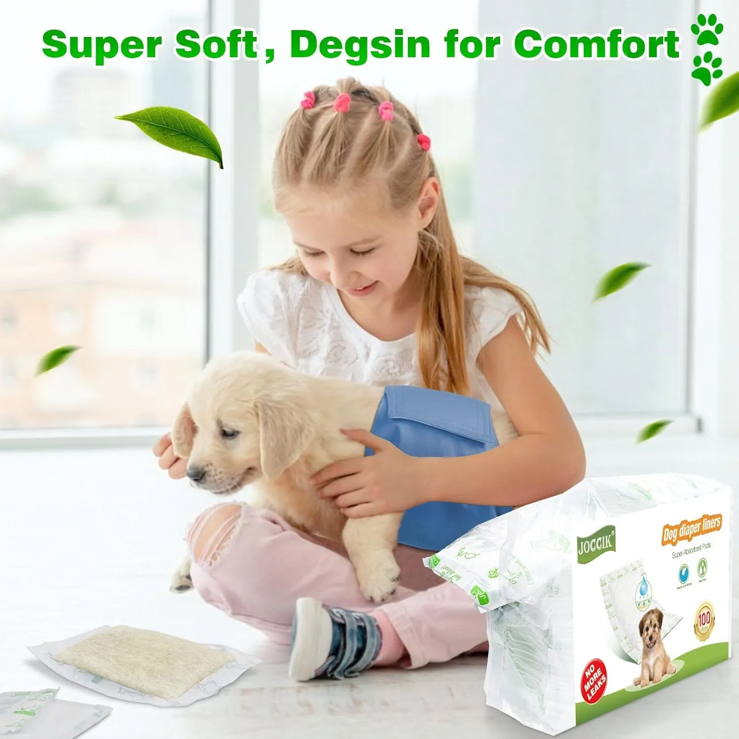Dog Diaper Liners 100ct Super Soft and Absorbent Dog Diaper Booster Pads for Male Dog Belly Bands or Female Dog Diapers(Regular, 100pcs)