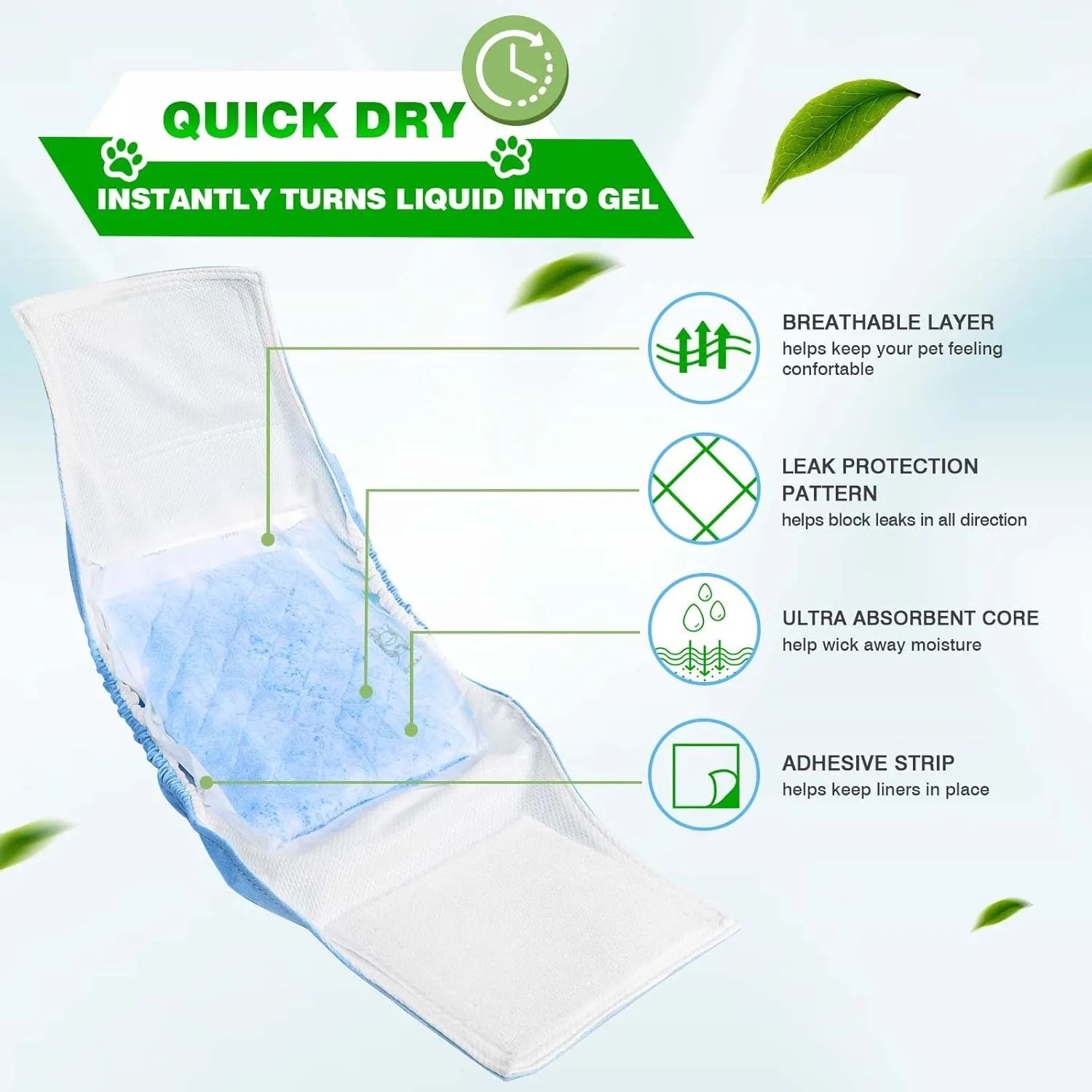Dog Diaper Liners 100ct Super Soft and Absorbent Dog Diaper Booster Pads for Male Dog Belly Bands or Female Dog Diapers(Regular, 100pcs)