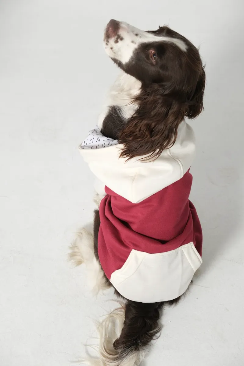 Dog Hoodie Ruby/Beige