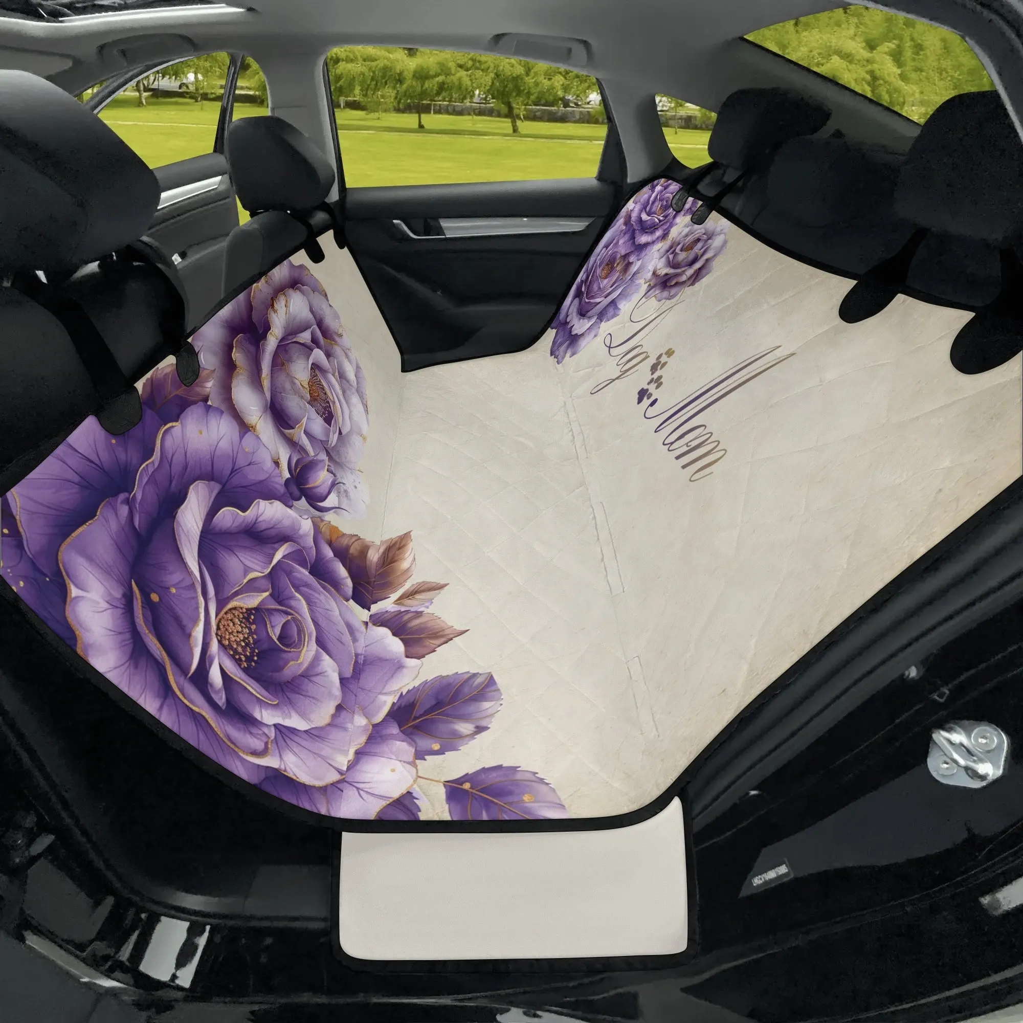 Dog Mom French Farmhouse Country Lavender Rose Dog Car Seat Cover