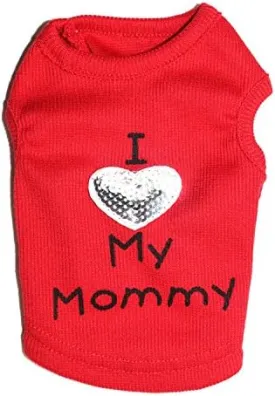 Dog Shirts Slogan Vest I Love My Daddy/Mommy Cute Heart T-Shirt Clothes for Chiuahaha Poodle Teacup Shihtzu Yorkie Bulldog Small Puppy Costume
