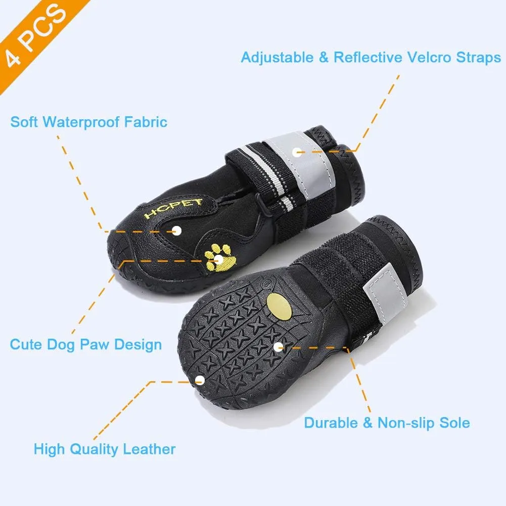 Dog Snow Boots for Winter Durable Waterproof Anti-Slip Dog Booties for Winter Dog Shoes for Medium Large Size Dogs with Adjustable Reflective Straps Dog Boots & Paw Protectors Black Size 8