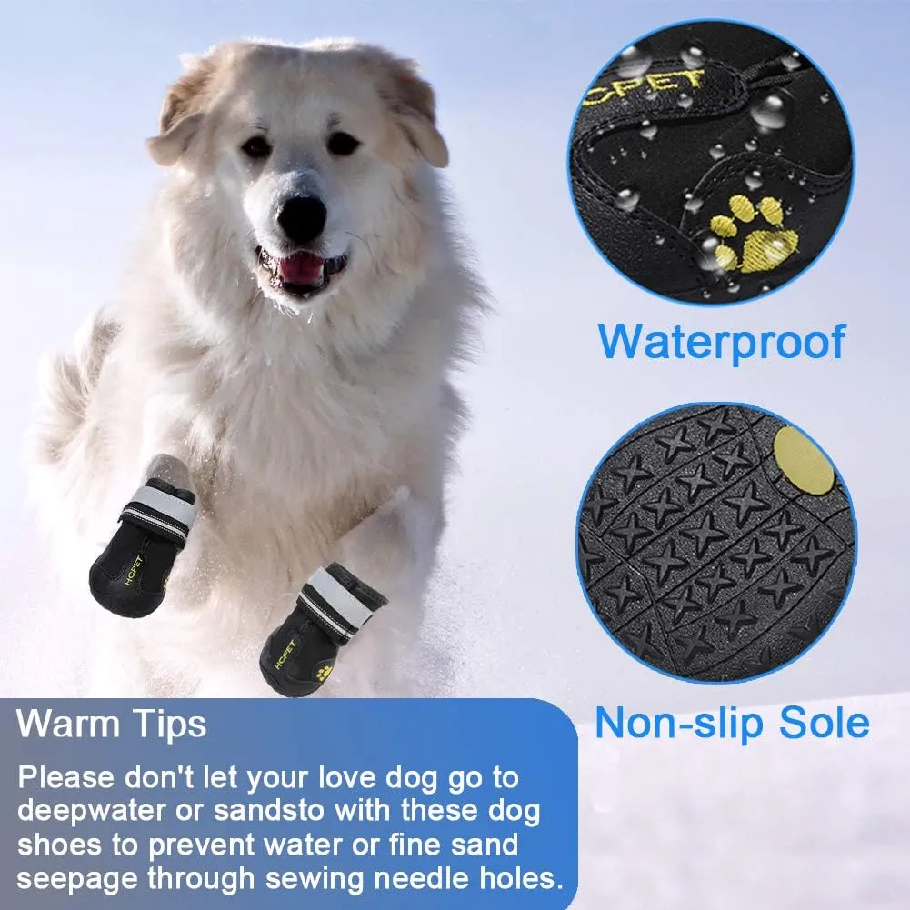 Dog Snow Boots for Winter Durable Waterproof Anti-Slip Dog Booties for Winter Dog Shoes for Medium Large Size Dogs with Adjustable Reflective Straps Dog Boots & Paw Protectors Black Size 8