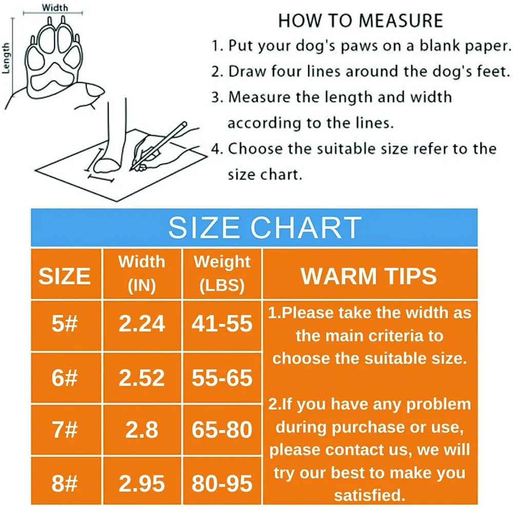Dog Snow Boots for Winter Durable Waterproof Anti-Slip Dog Booties for Winter Dog Shoes for Medium Large Size Dogs with Adjustable Reflective Straps Dog Boots & Paw Protectors Black Size 8