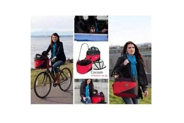 DoggyRide Cocoon Pet Bike Basket - Red (incl. Free ClickFix Bike Connector)