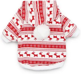 DroolingDog Dog Christmas Clothes Reindeer Puppy Hoodie Shirts for Small Dogs, XS