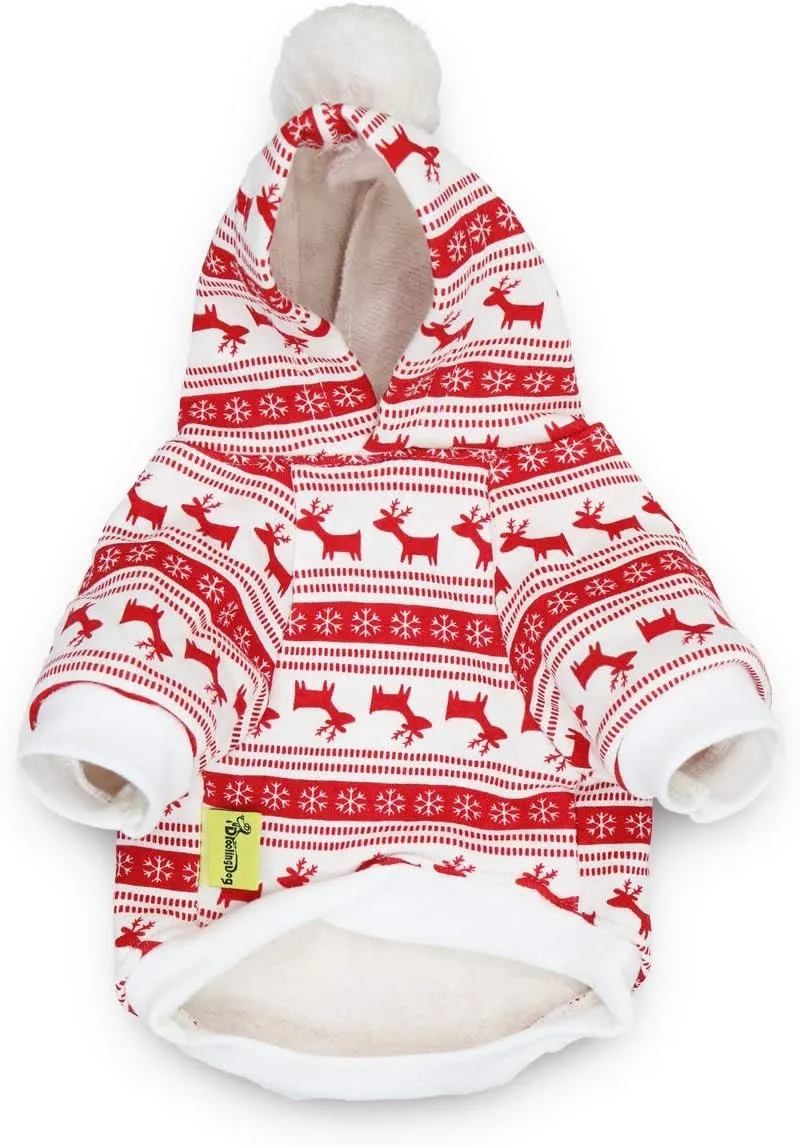 DroolingDog Dog Christmas Clothes Reindeer Puppy Hoodie Shirts for Small Dogs, XS
